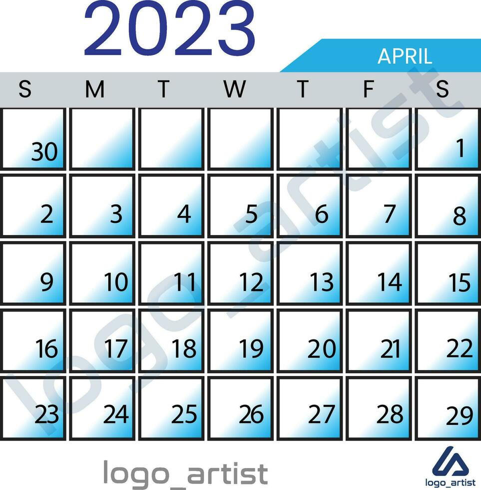 abril 2023 calendário vetor modelo