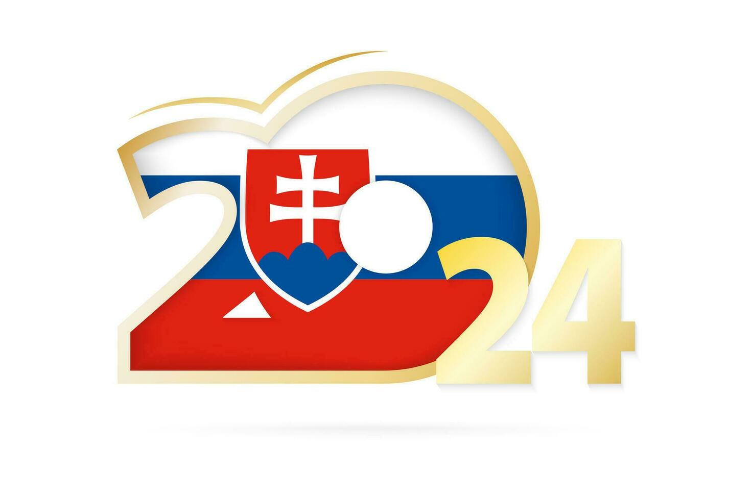 ano 2024 com Eslováquia bandeira padronizar. vetor