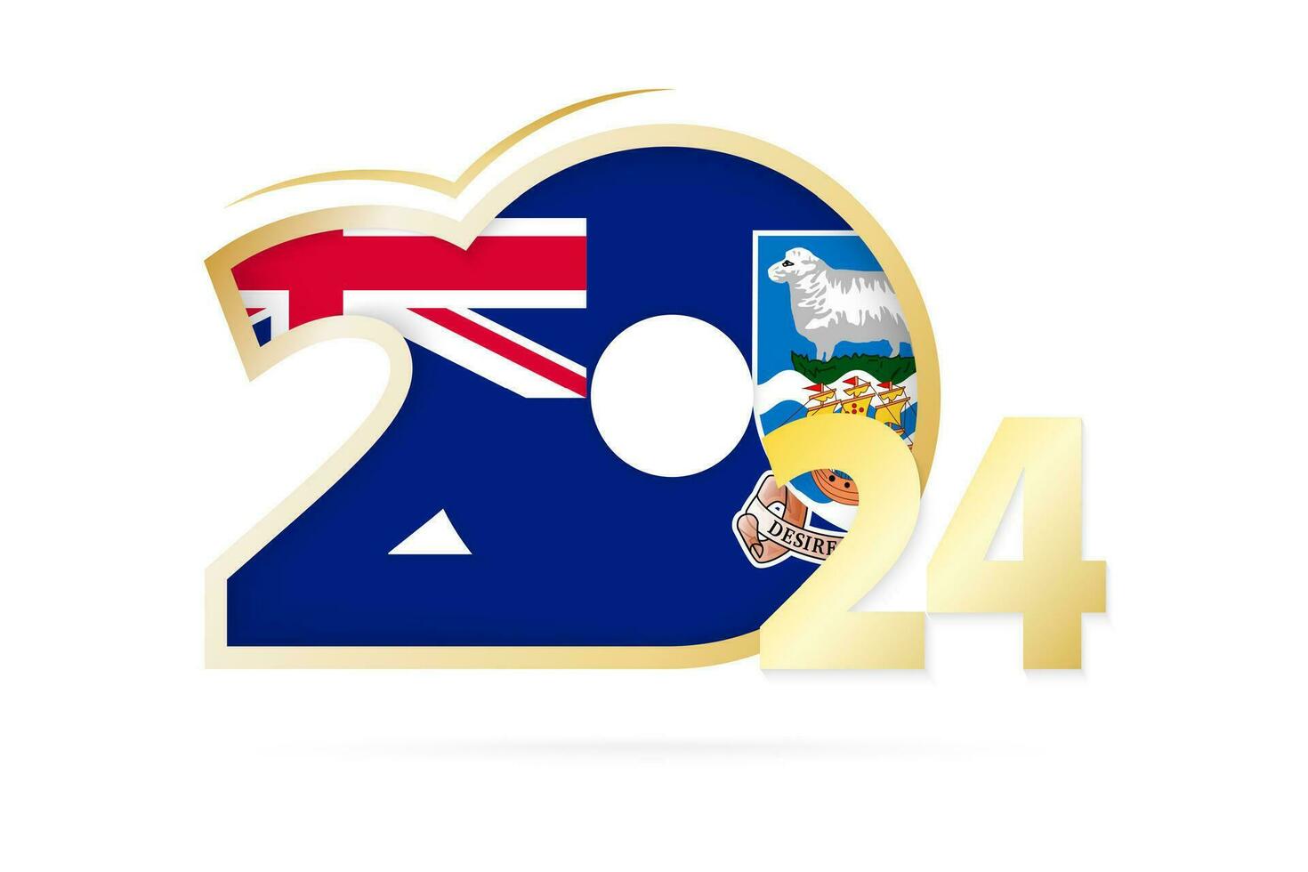 ano 2024 com Falkland ilhas bandeira padronizar. vetor