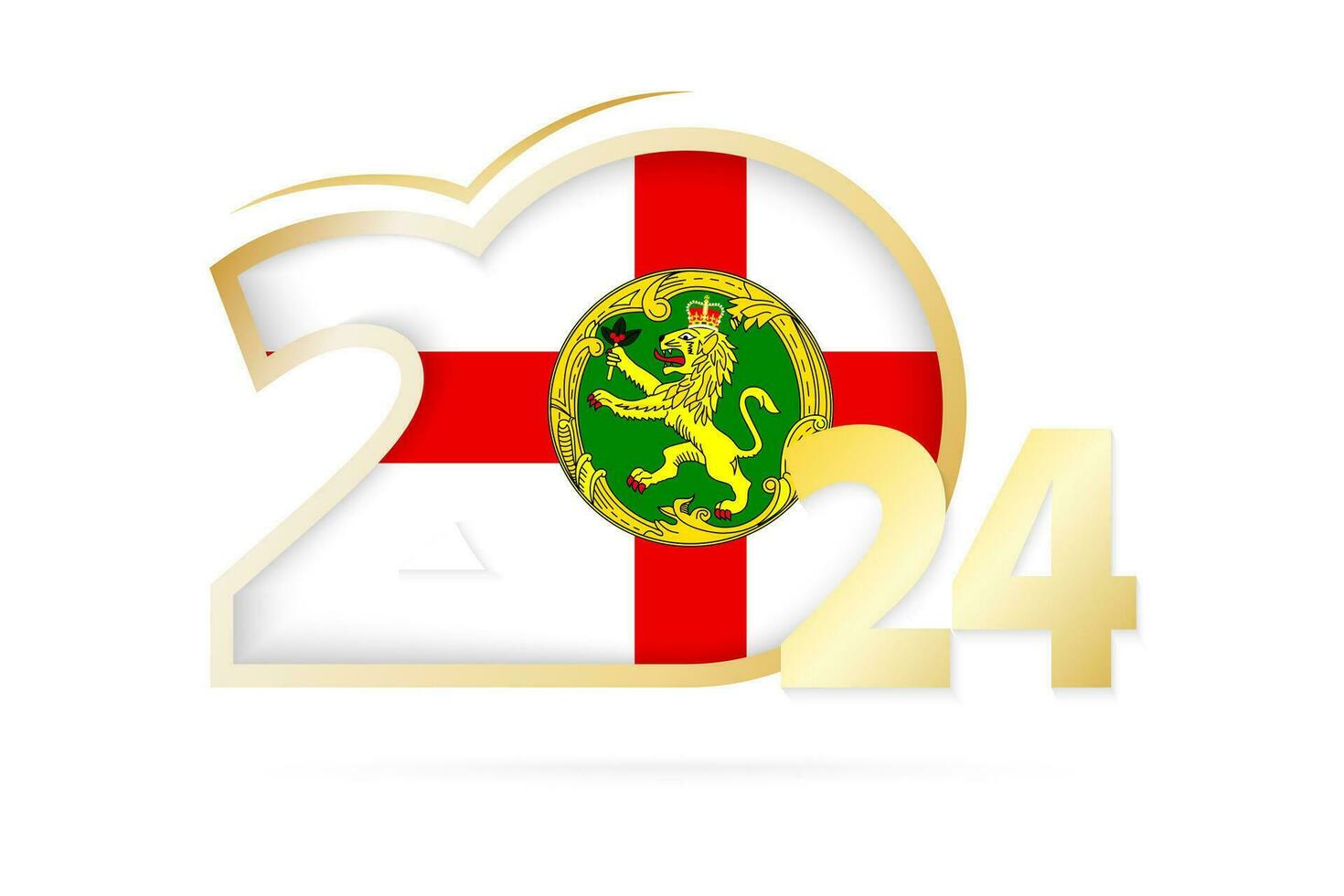 ano 2024 com Alderney bandeira padronizar. vetor