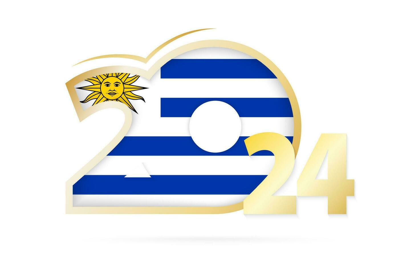 ano 2024 com Uruguai bandeira padronizar. vetor