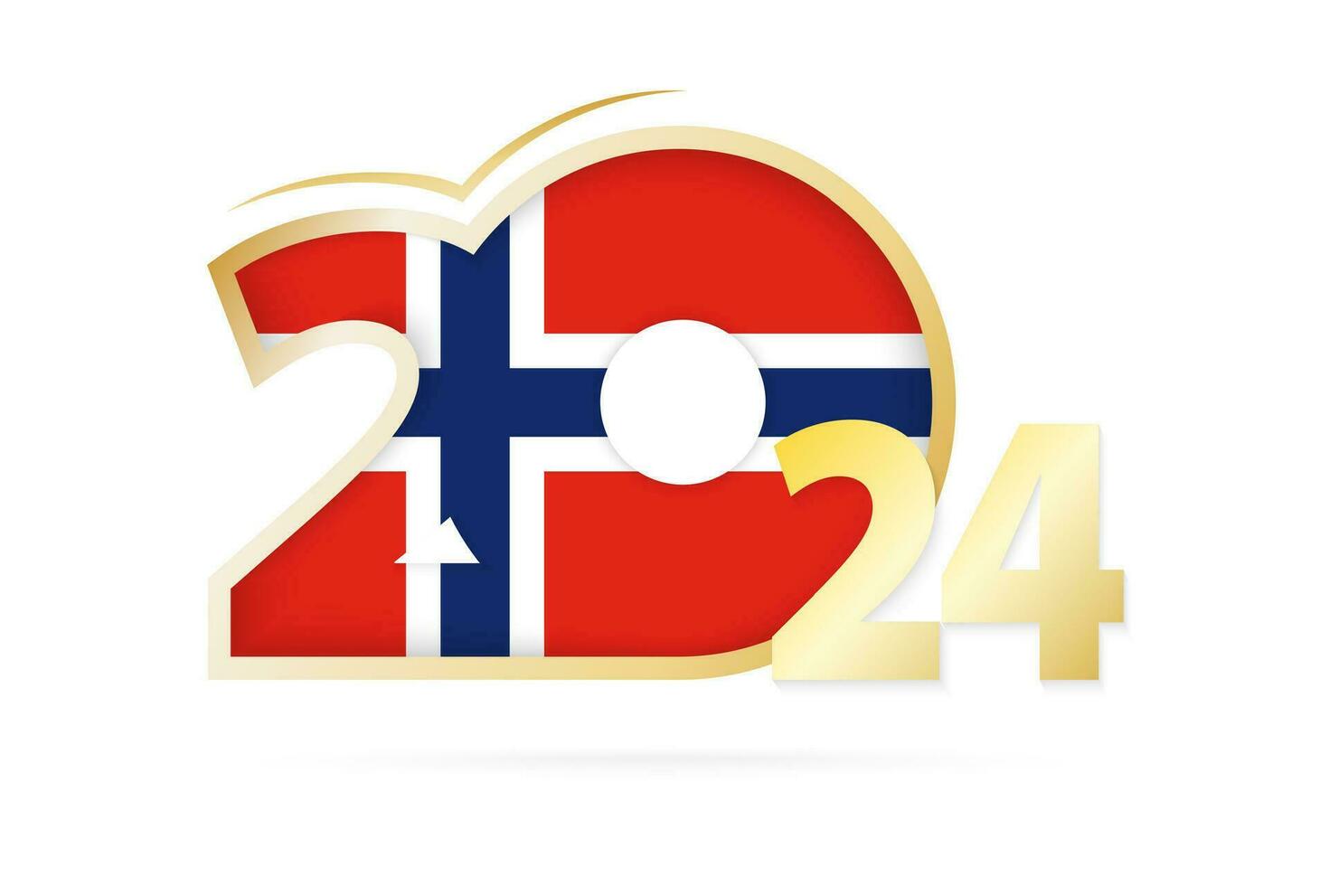 ano 2024 com Noruega bandeira padronizar. vetor