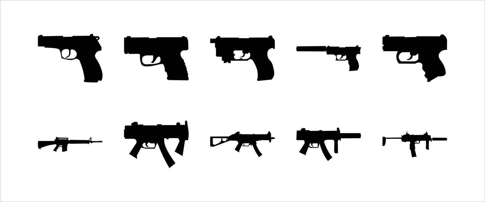 arma de fogo silhueta ilustração vetor conjunto