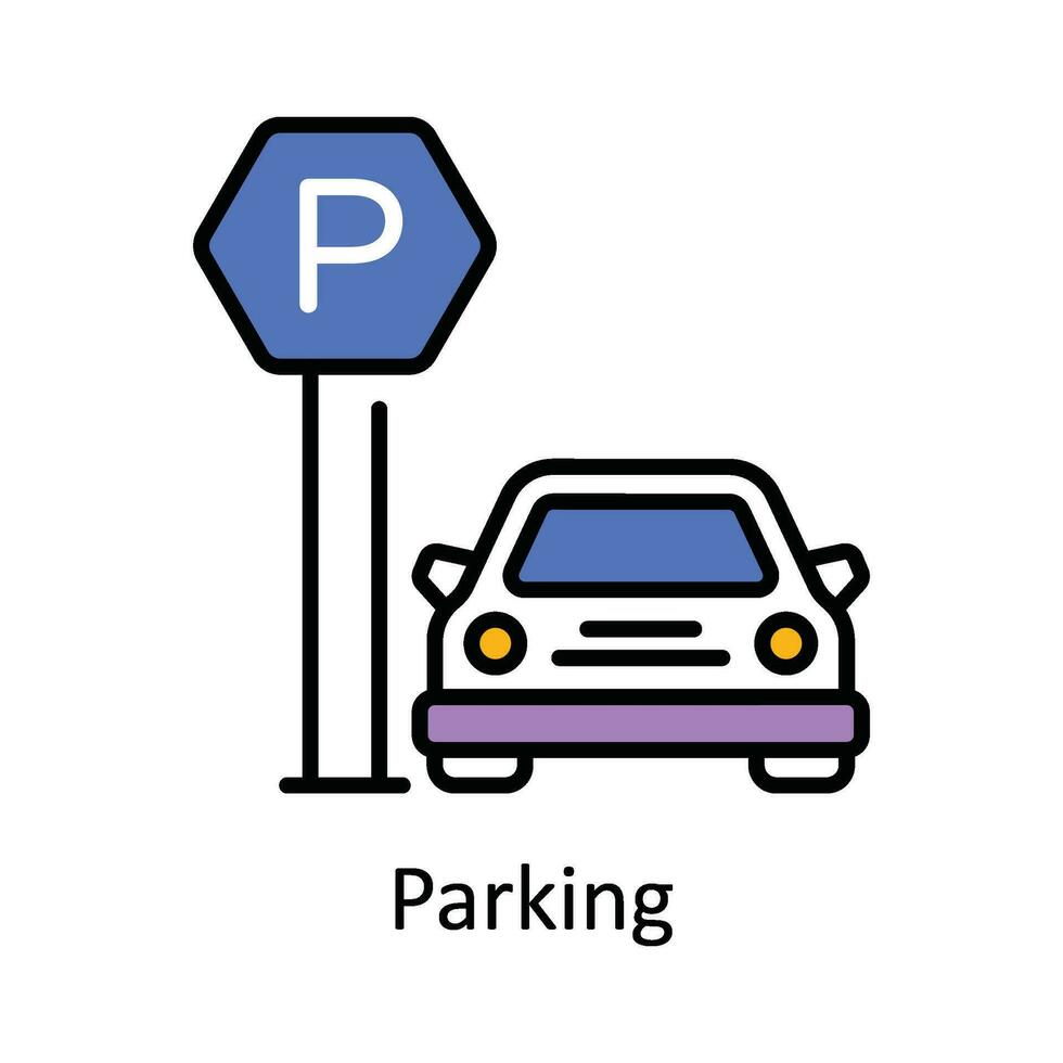 estacionamento vetor preencher esboço ícone Projeto ilustração. mapa e navegação símbolo em branco fundo eps 10 Arquivo