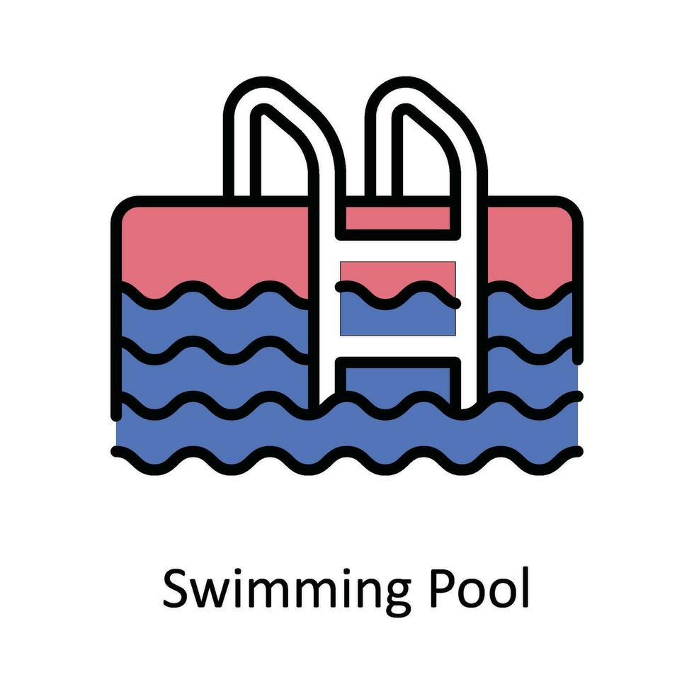 natação piscina vetor preencher esboço ícone Projeto ilustração. viagem e hotel símbolo em branco fundo eps 10 Arquivo