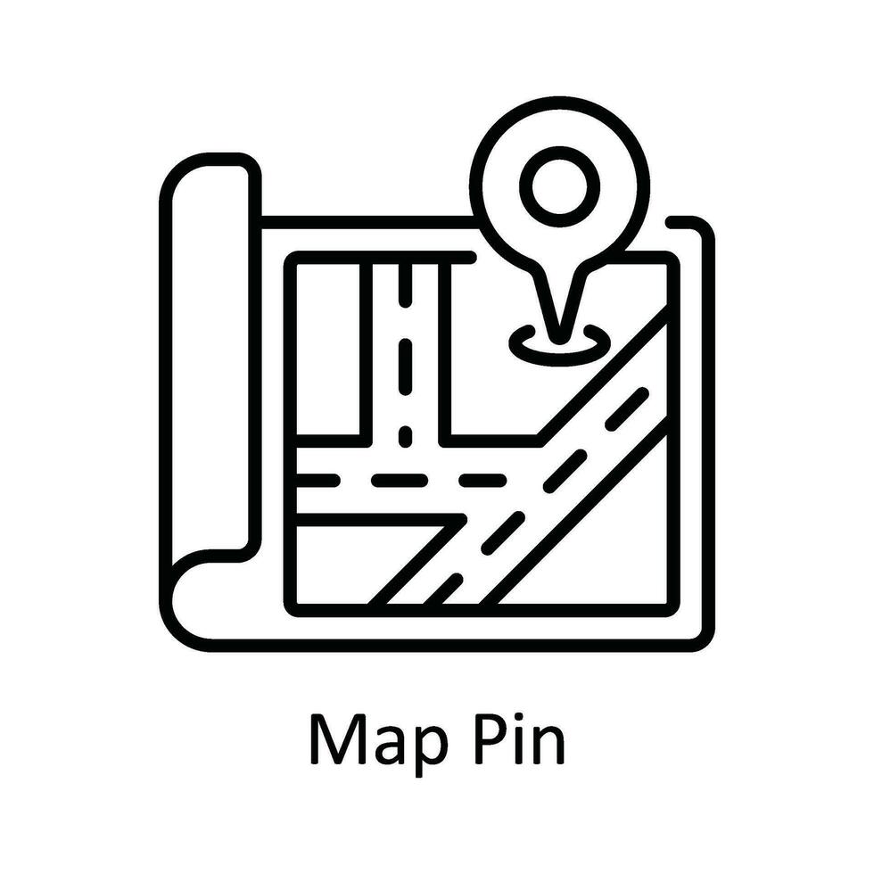 mapa PIN vetor esboço ícone Projeto ilustração. mapa e navegação símbolo em branco fundo eps 10 Arquivo