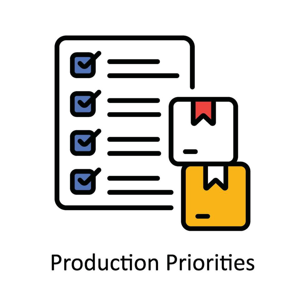 Produção prioridades vetor preencher esboço ícone Projeto ilustração. produtos gestão símbolo em branco fundo eps 10 Arquivo