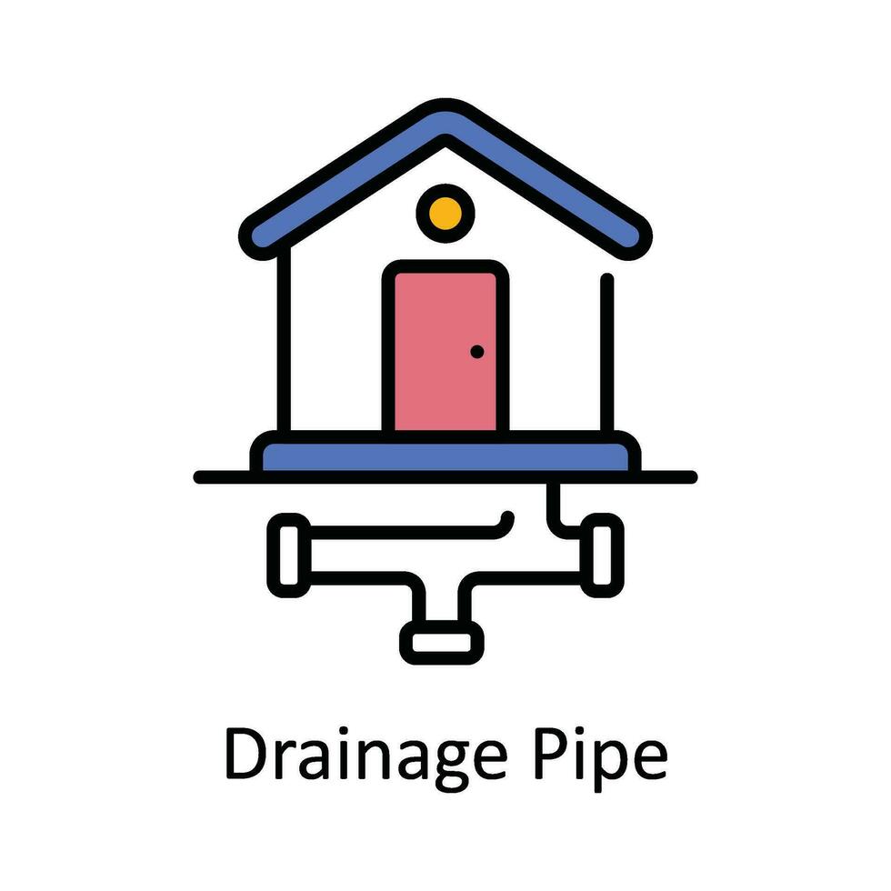 drenagem tubo vetor preencher esboço ícone Projeto ilustração. casa reparar e manutenção símbolo em branco fundo eps 10 Arquivo