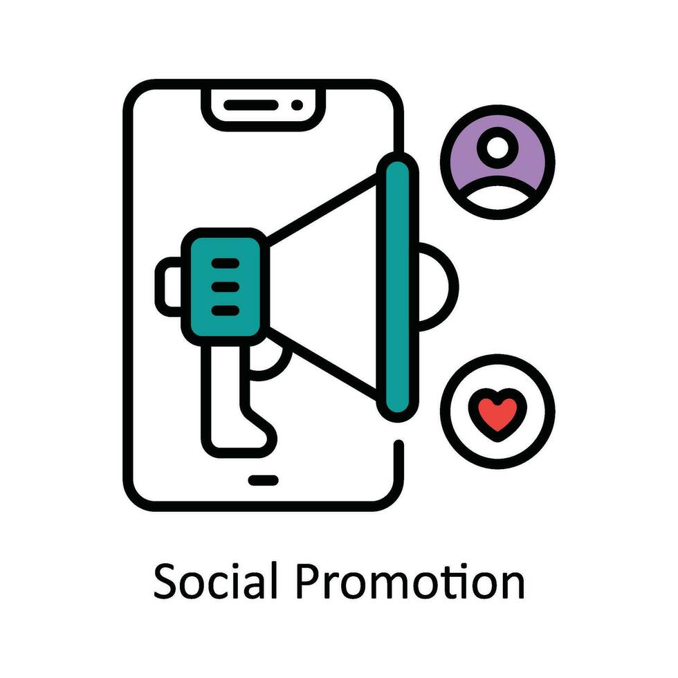 social promoção vetor preencher esboço ícone Projeto ilustração. digital marketing símbolo em branco fundo eps 10 Arquivo