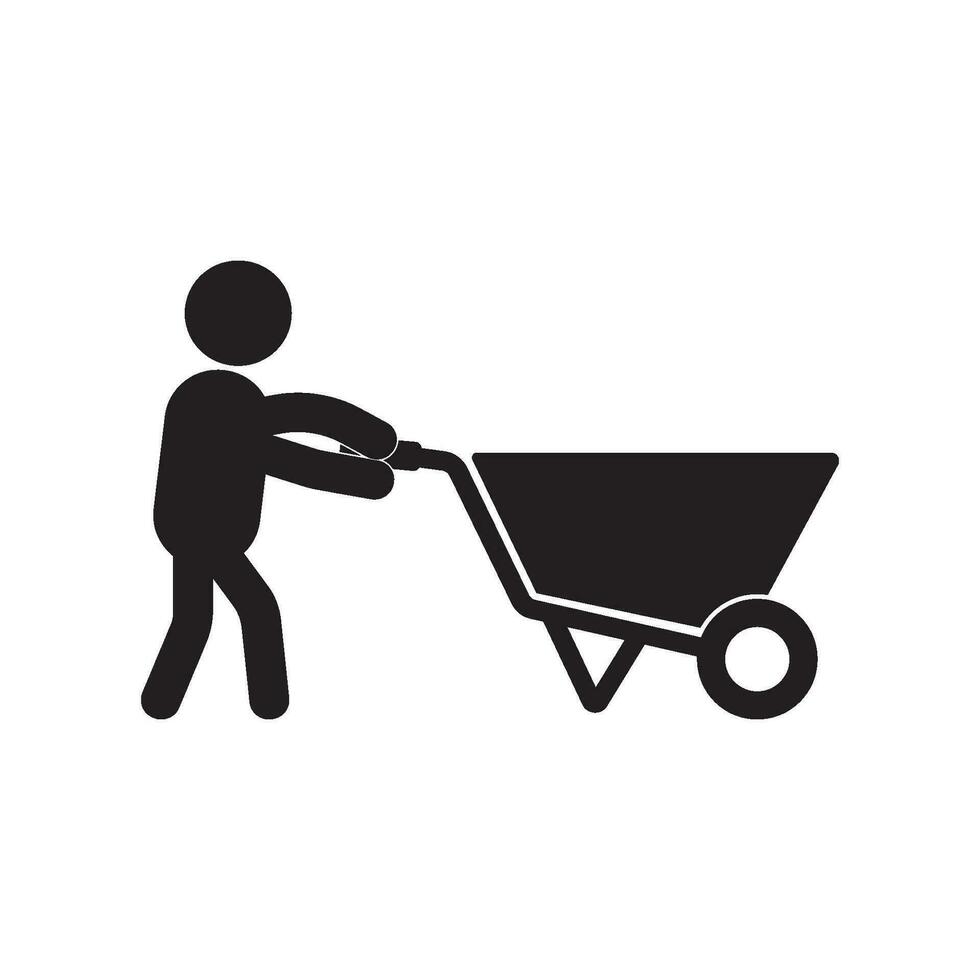 ícone do uma pessoa empurrando uma carrinho vetor