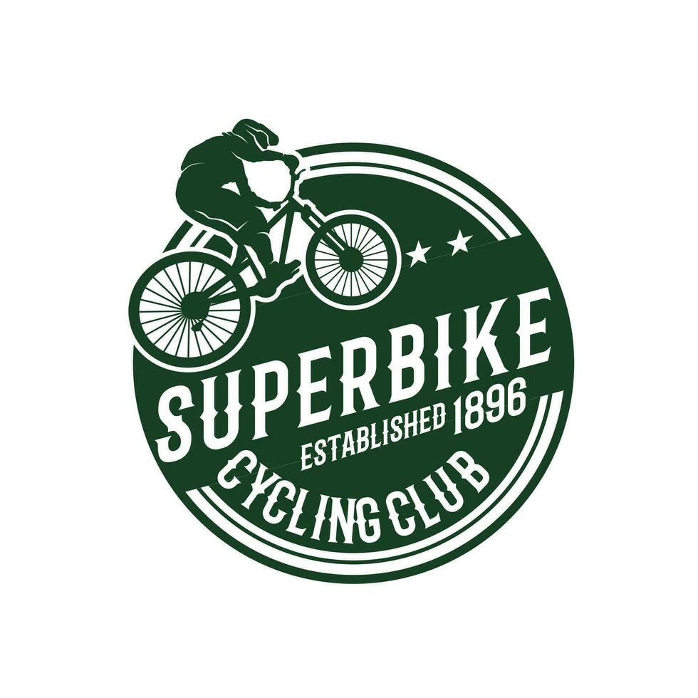 montanha bicicleta logotipo, montanha bicicleta silhueta logotipo, esporte bicicleta e montanha emblema vetor