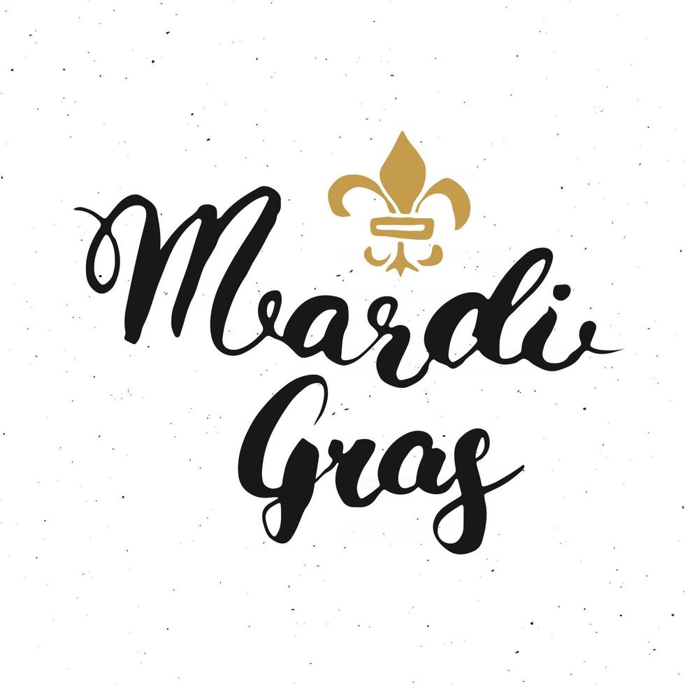 letras caligráficas de mardi gras. design de cartão tipográfico. letras de caligrafia para saudação de feriado. mão desenhada letras ilustração vetorial de texto vetor