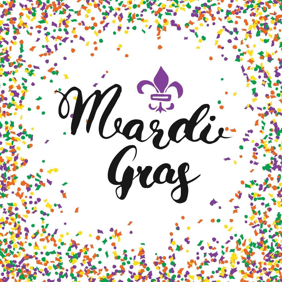 letras caligráficas de mardi gras. design de cartão tipográfico. letras de caligrafia para saudação de feriado. mão desenhada letras ilustração vetorial de texto vetor