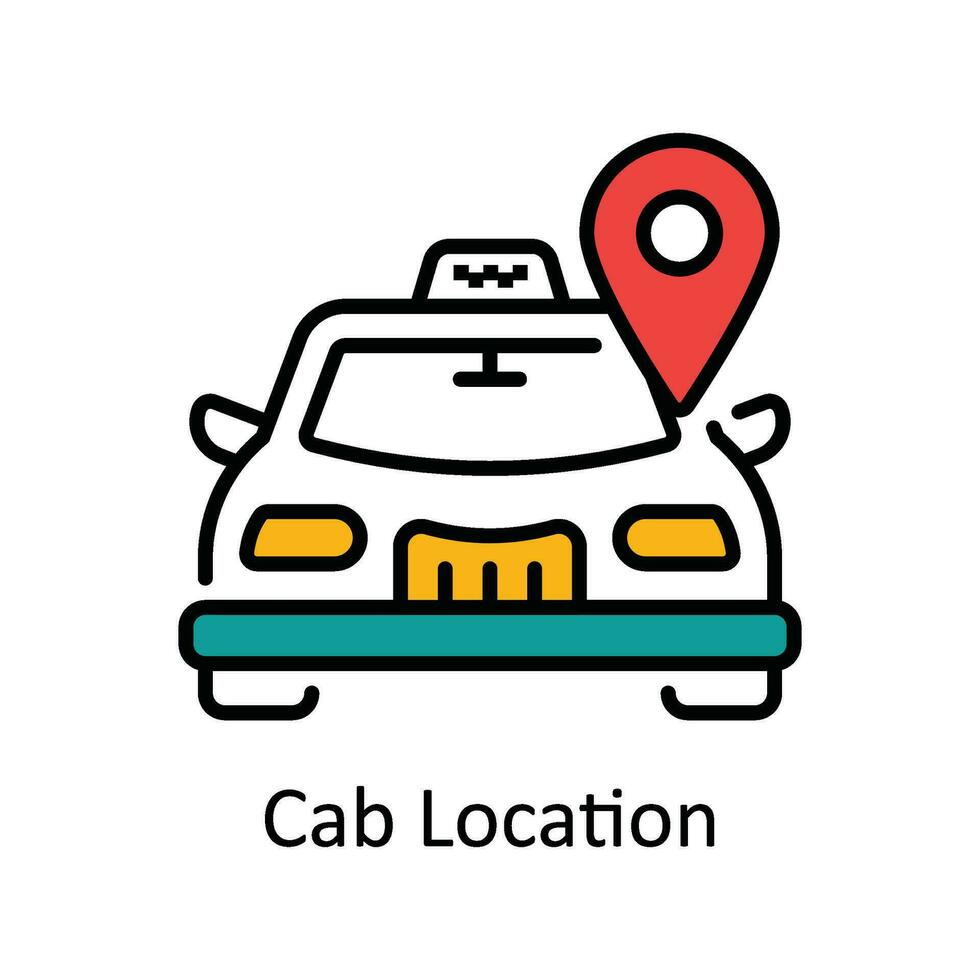 táxi localização vetor preencher esboço ícone Projeto ilustração. mapa e navegação símbolo em branco fundo eps 10 Arquivo