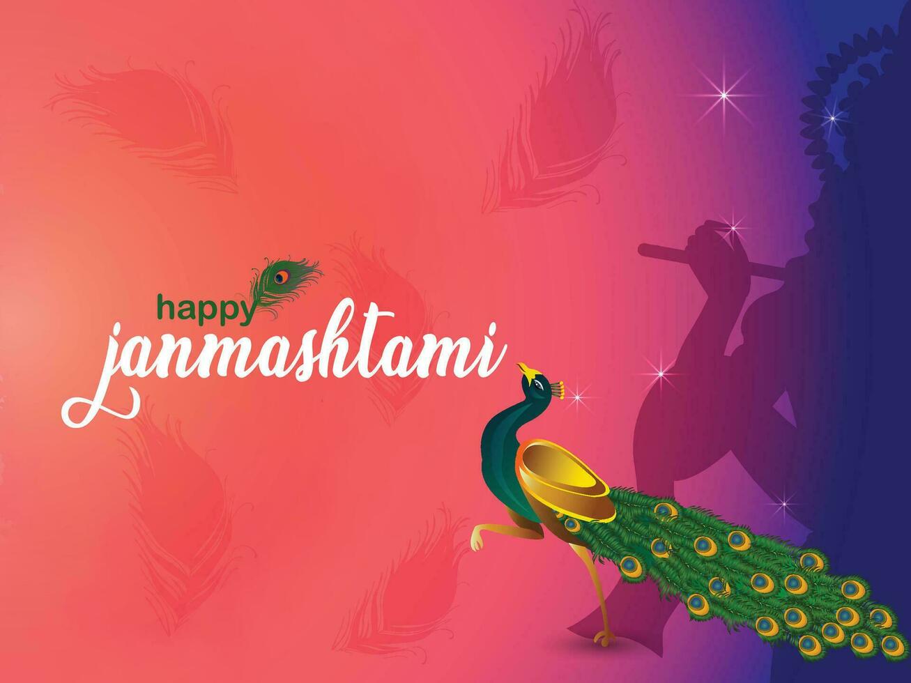 feliz Krishna janmashtami celebração cumprimento cartão vetor