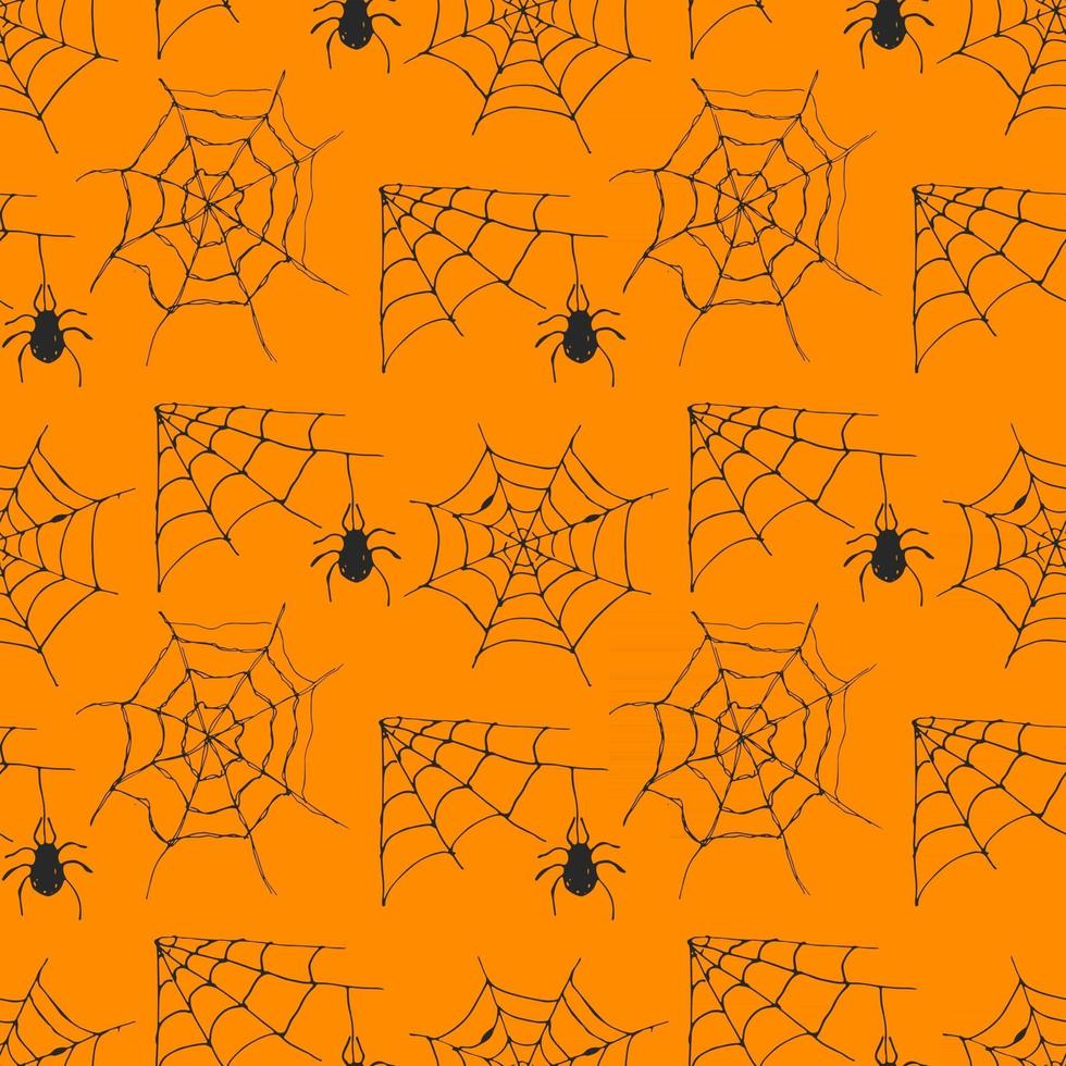 ilustração em vetor padrão sem emenda de teia de aranha. desenho desenhado à mão fundo web