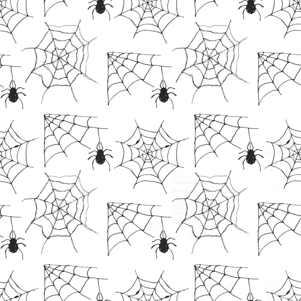 ilustração em vetor padrão sem emenda de teia de aranha. desenho desenhado à mão fundo web