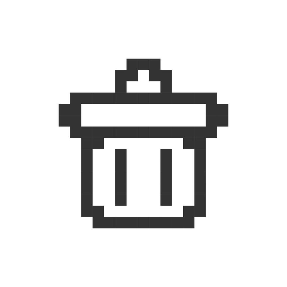 Lixo pode pixelizada ui ícone. reciclar bin. lixo recipiente. deposito de lixo gerenciamento. editável 8 bits gráfico elemento. esboço isolado vetor do utilizador interface imagem para rede, Móvel aplicativo. retro estilo