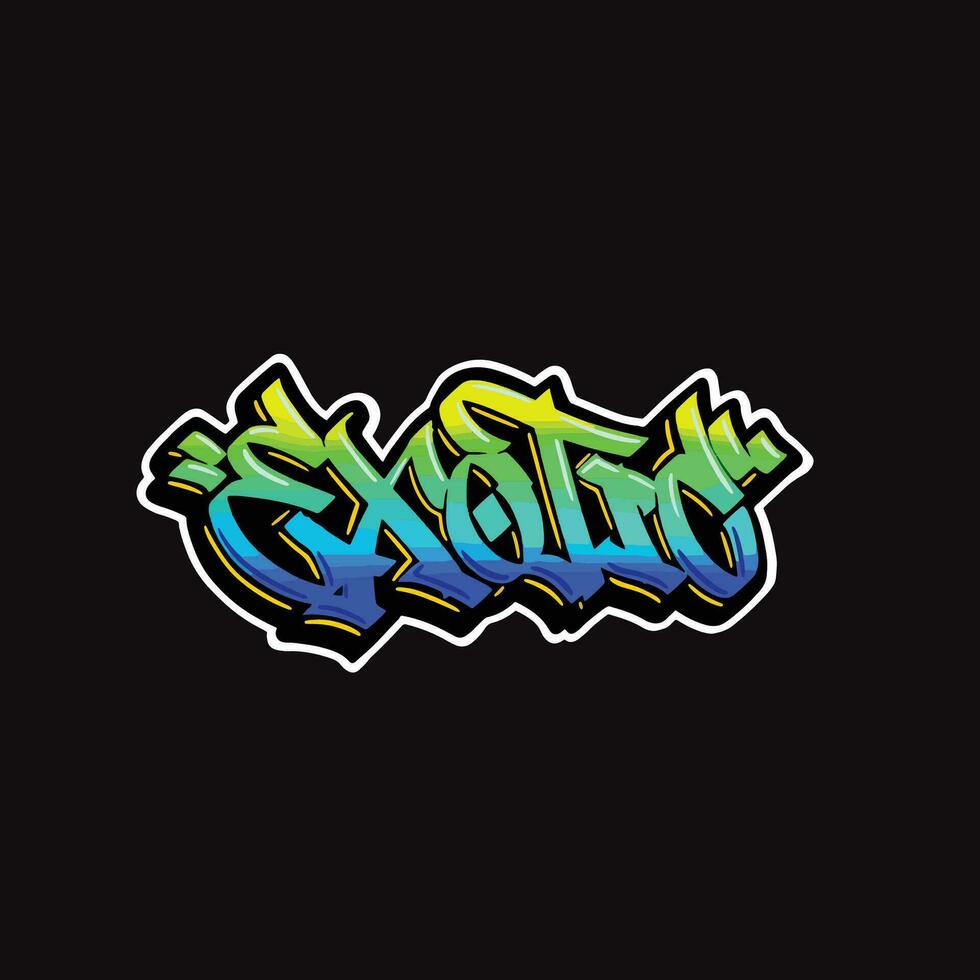 exótico palavra texto rua arte grafite marcação para roupas marca vetor