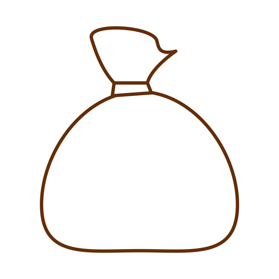 ícone de linha de desenho de saco de pano amarrado vetor