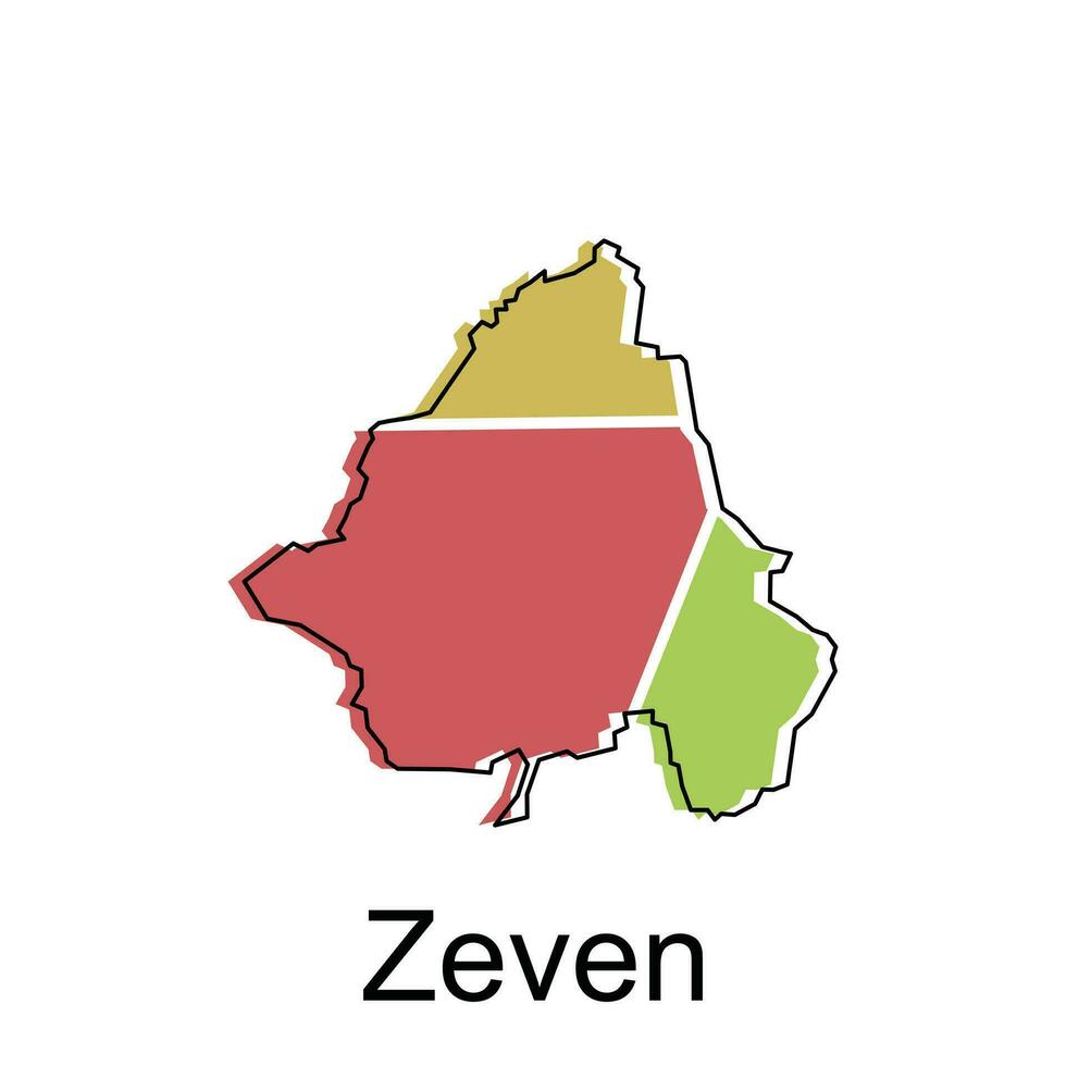 mapa do zeven colorida projeto, mundo mapa internacional vetor modelo com esboço gráfico esboço estilo em branco fundo