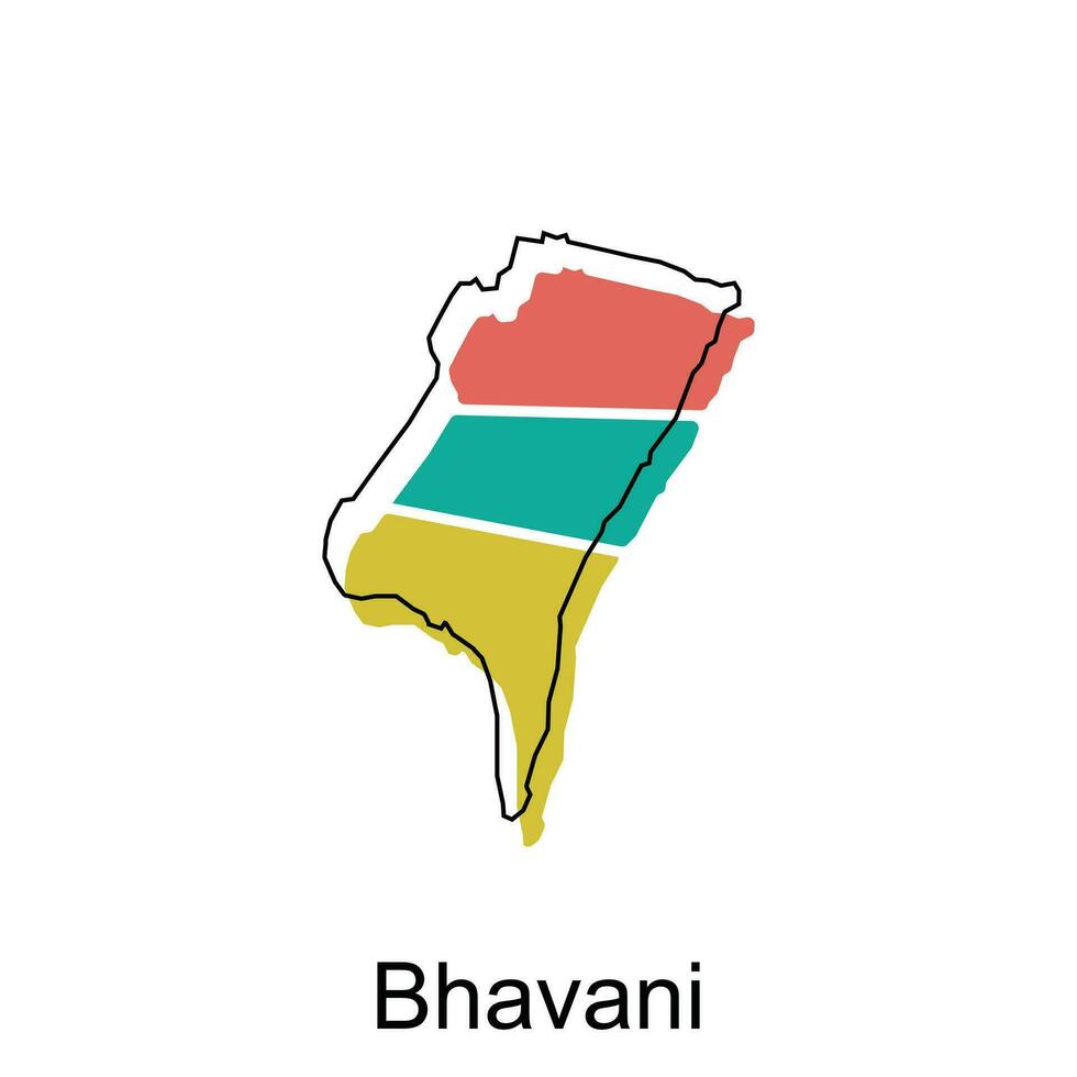 mapa do bhavani vetor Projeto modelo, nacional fronteiras e importante cidades ilustração