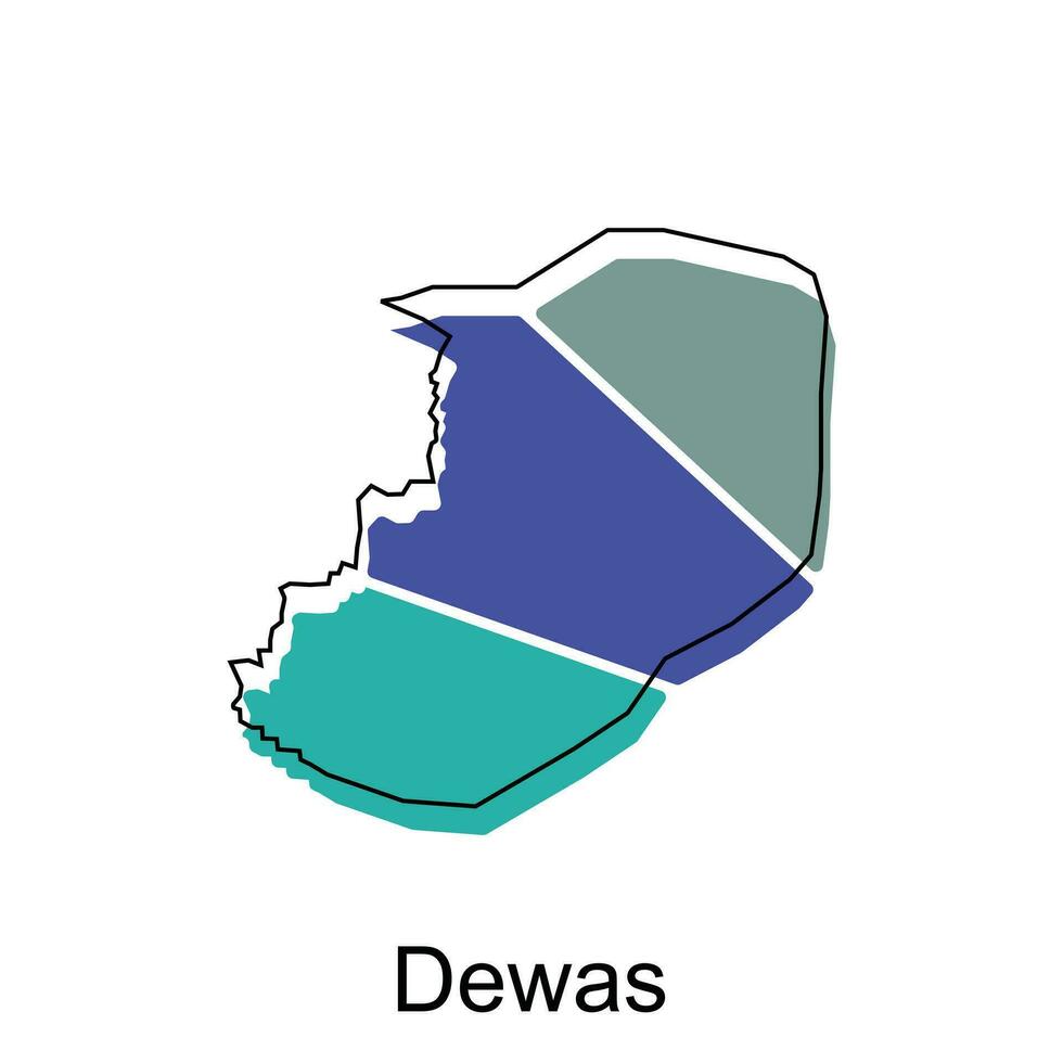 mapa do dewas Projeto modelo com esboço gráfico esboço estilo isolado em branco fundo vetor