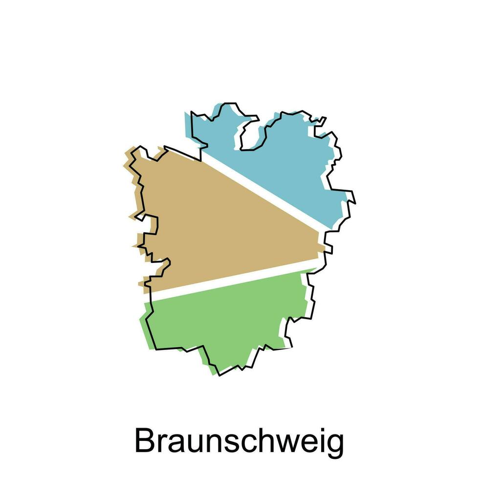 mapa do Braunschweig vetor Projeto modelo, nacional fronteiras e importante cidades ilustração