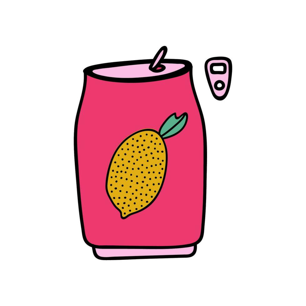 fofa mão desenhado clipart verão beber pode do suco para quente clima. vetor clipart ilustração isolado em a fundo. colorida rabisco com mão desenhado esboço