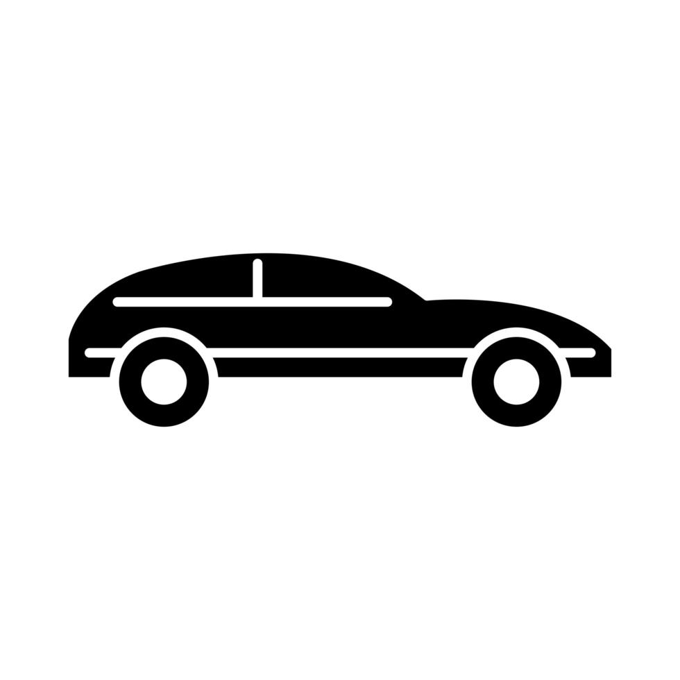 ícone de silhueta de vista lateral de transporte de carro esporte isolado no fundo branco vetor