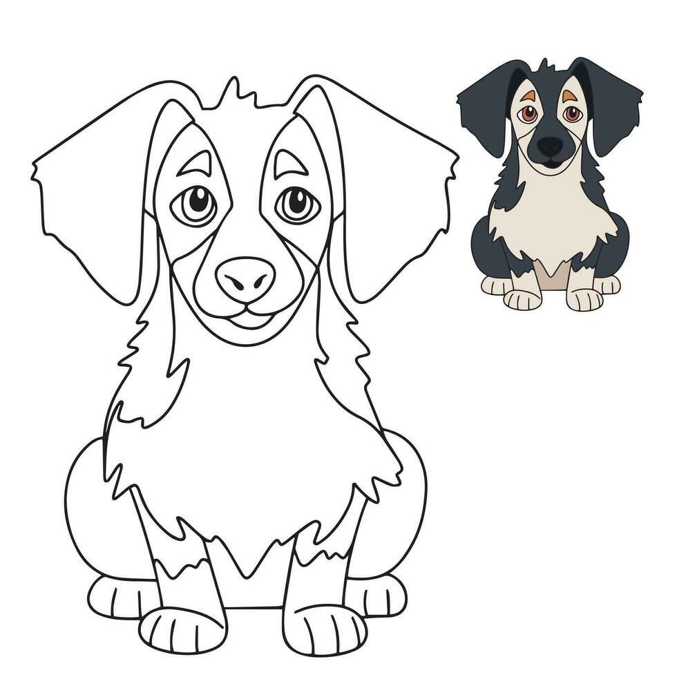 cachorro coloração página, cortar cachorro personagem para coloração livro. cachorro contorno. desenho animado pequeno cachorro. coloração livro. desenho animado vetor ilustração