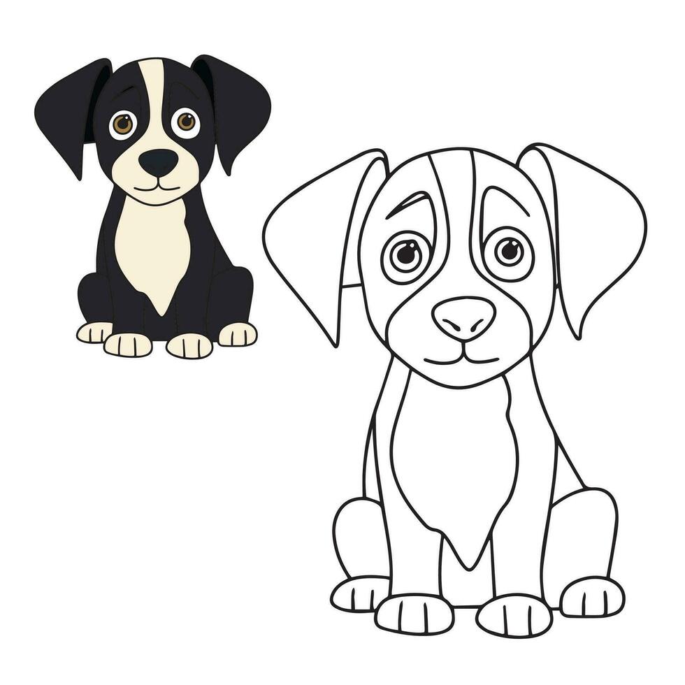 cachorro coloração página, cortar cachorro personagem para coloração livro. cachorro contorno. desenho animado pequeno cachorro. coloração livro. desenho animado vetor ilustração