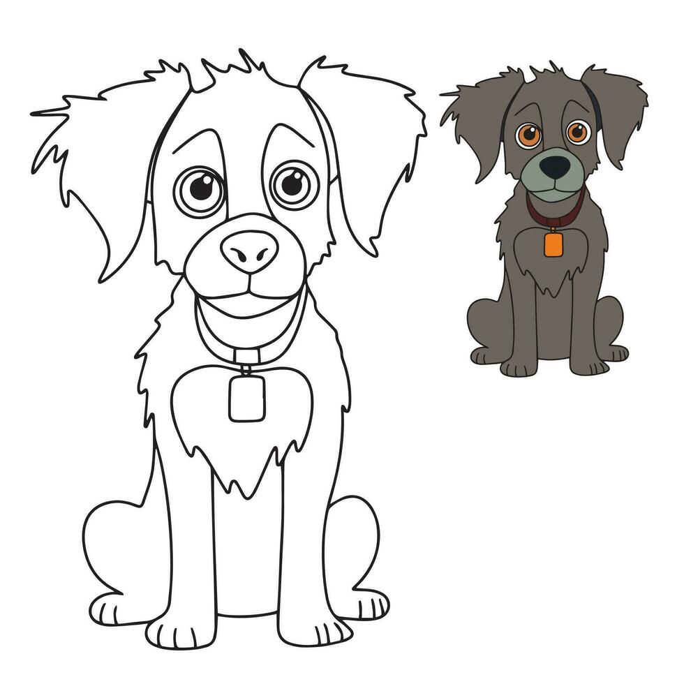 cachorro coloração página, cortar cachorro personagem para coloração livro. cachorro contorno. desenho animado pequeno cachorro. coloração livro. desenho animado vetor ilustração