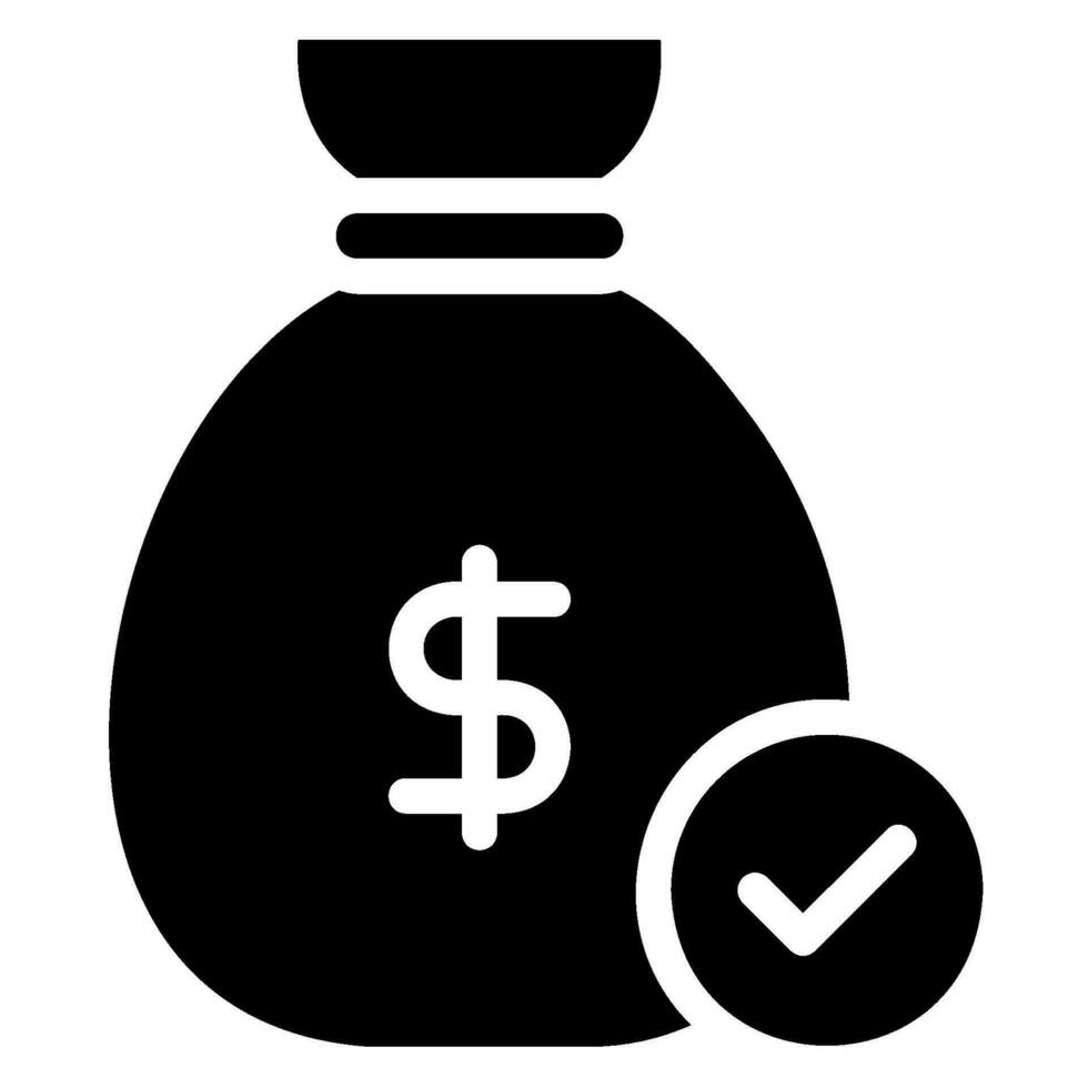 ícone de glifo de saco de dinheiro vetor