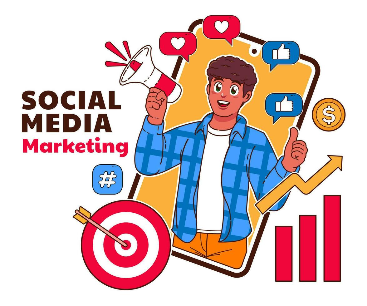 ilustração de marketing de mídia social vetor