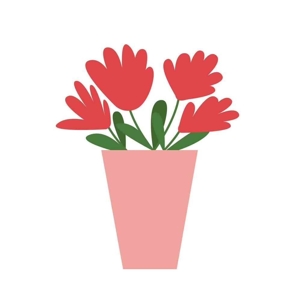 vetor flores dentro vaso plano ilustração
