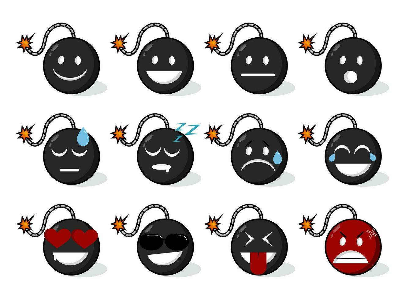 conjunto do emoticon vetor coleções. emoji bombas com vários expressões