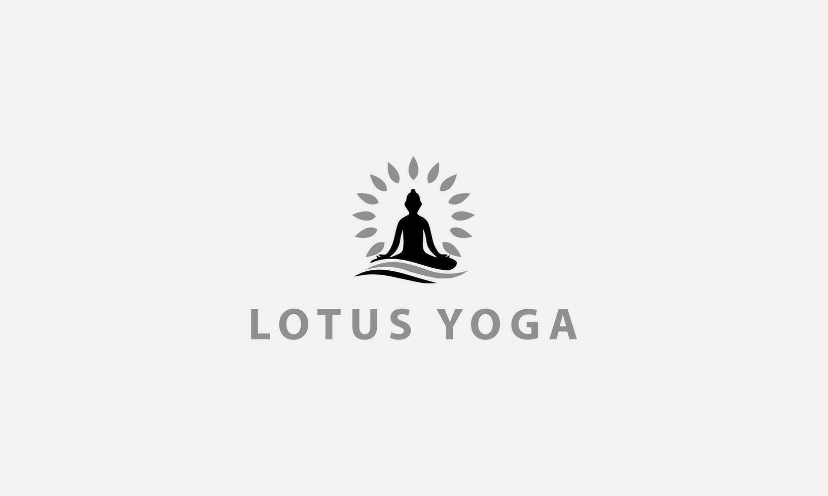 ioga logotipo abstrato homem sentado lótus pose Projeto modelo negativo espaço estilo vetor