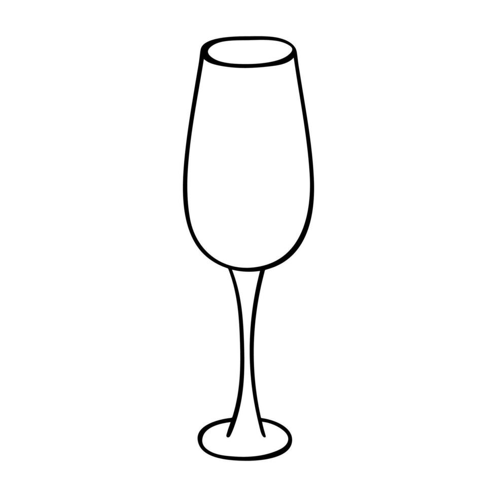 mão desenhado champanhe vidro ilustração. vinho beber clipart dentro rabisco estilo. solteiro elemento para Projeto vetor