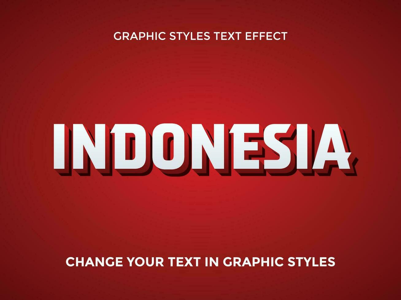 Indonésia branco dan vermelho gradiente editável texto efeito esboço vetor