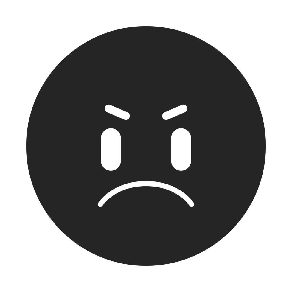 Bravo emoticon plano monocromático isolado vetor objeto. odiar, não gostar reações. Bravo face emoji. editável Preto e branco linha arte desenho. simples esboço local ilustração para rede gráfico Projeto