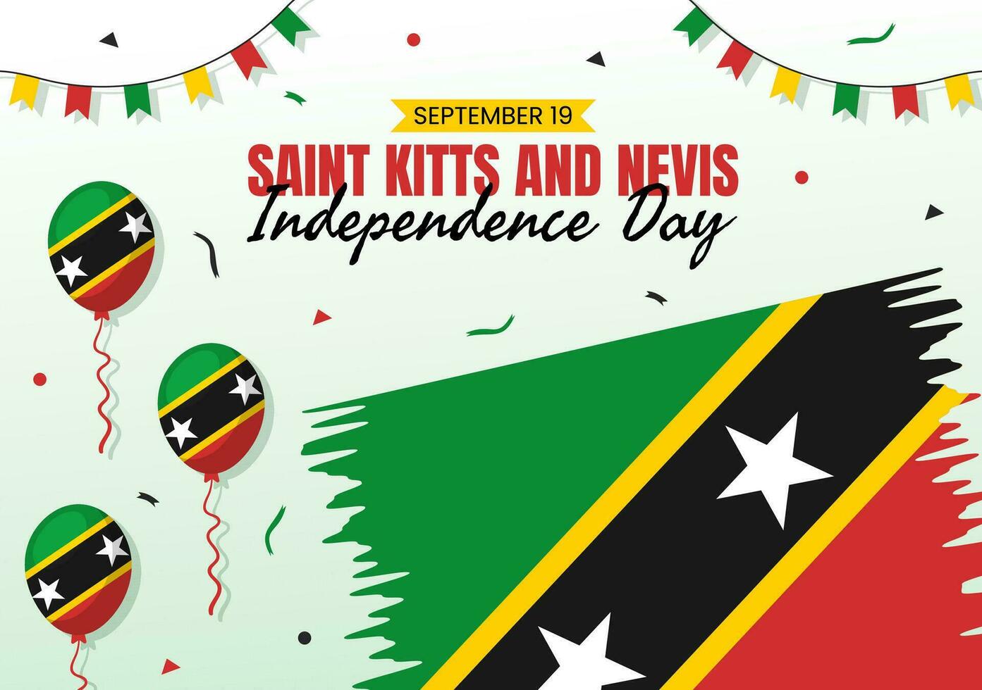 feliz independência dia santo kitts e nevis vetor ilustração com país bandeira fundo dentro plano desenho animado mão desenhado aterrissagem página modelos