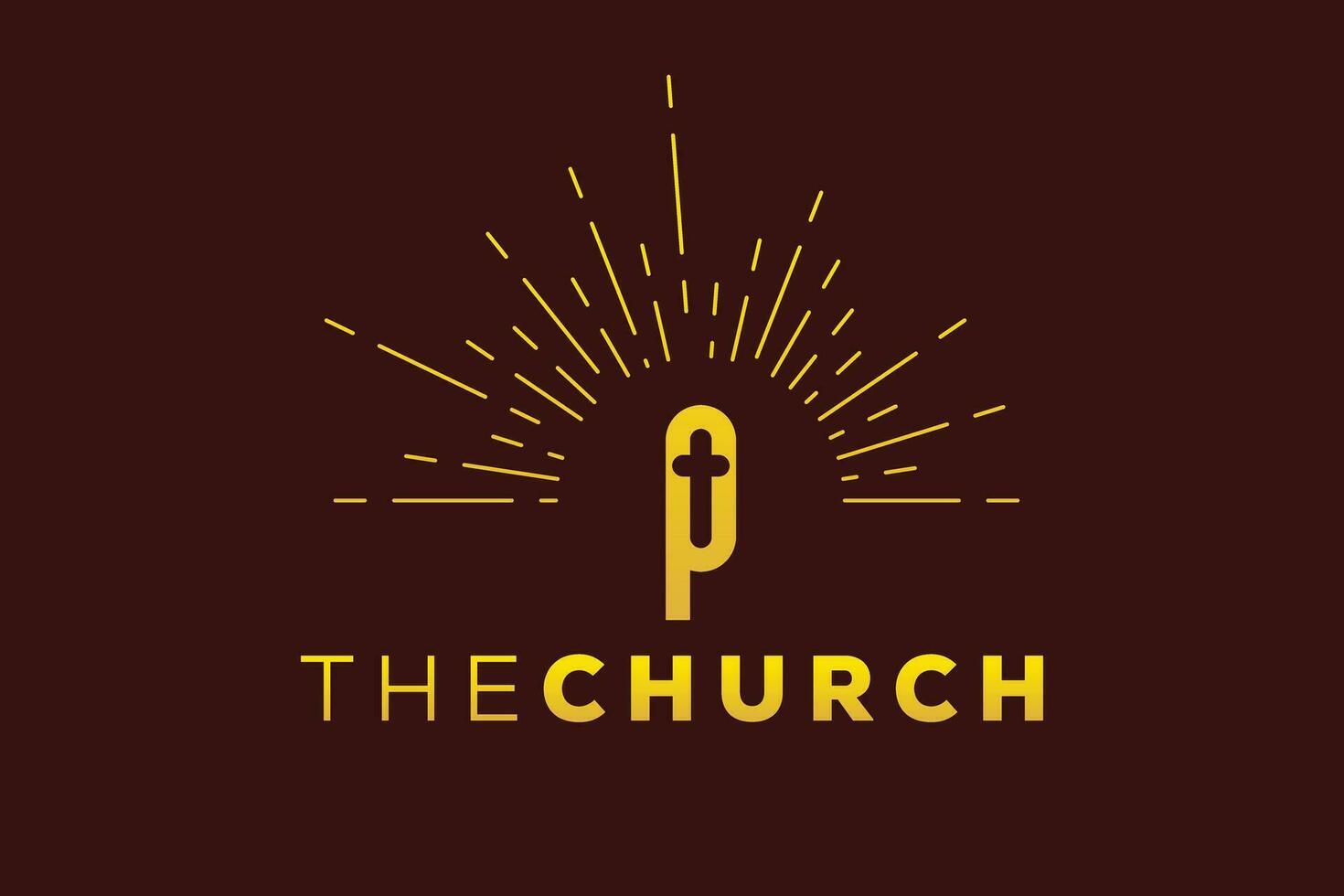 na moda e profissional carta p Igreja placa cristão e pacífico vetor logotipo