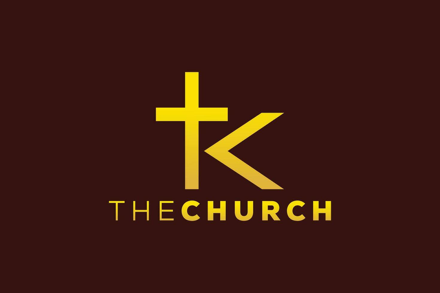 na moda e profissional carta k Igreja placa cristão e pacífico vetor logotipo