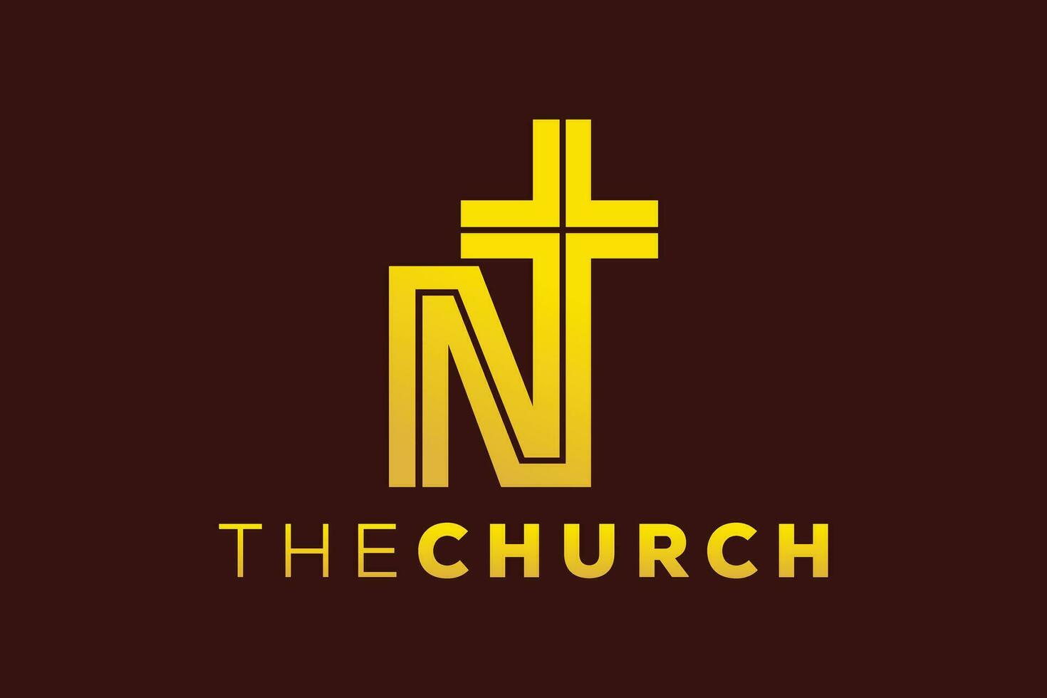 na moda e profissional carta n Igreja placa cristão e pacífico vetor logotipo