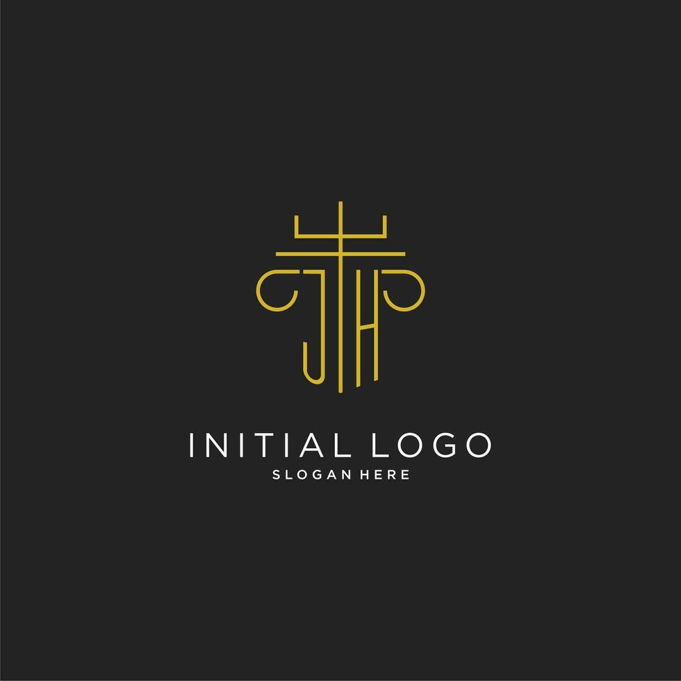 jh inicial com monoline pilar logotipo estilo, luxo monograma logotipo Projeto para legal empresa vetor