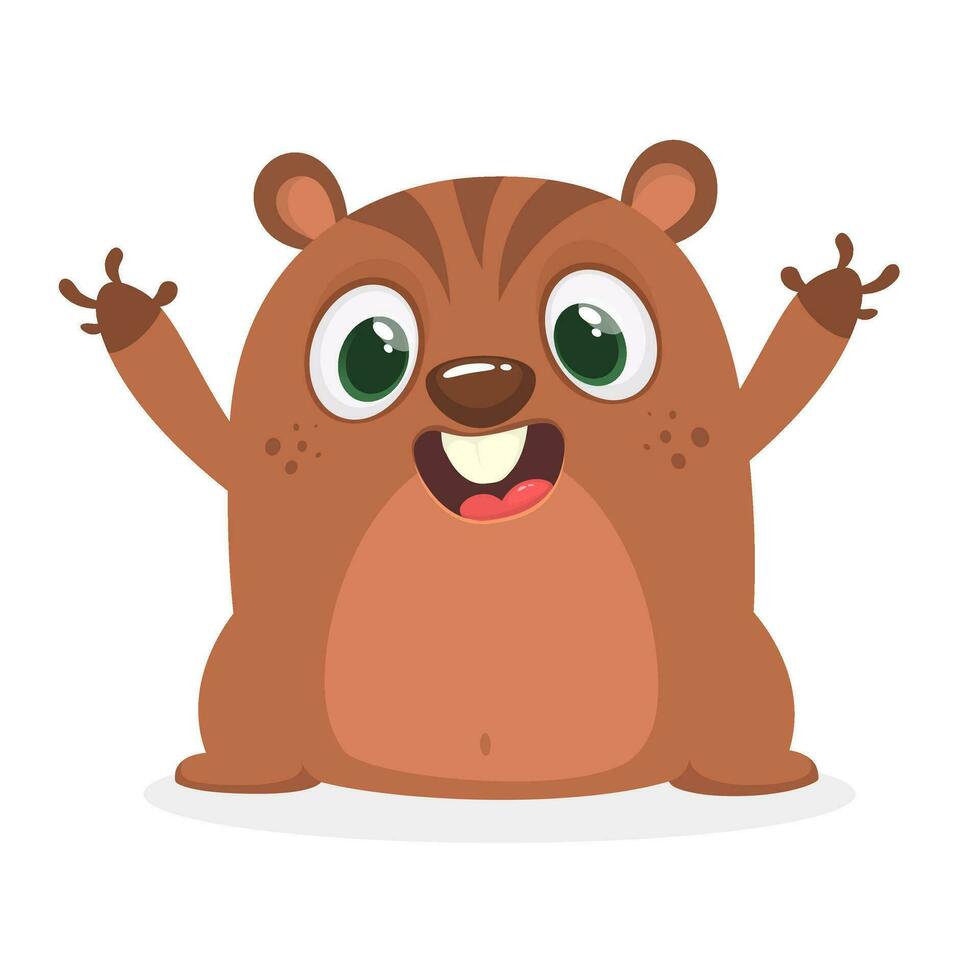 desenho animado engraçado marmota acenando vetor