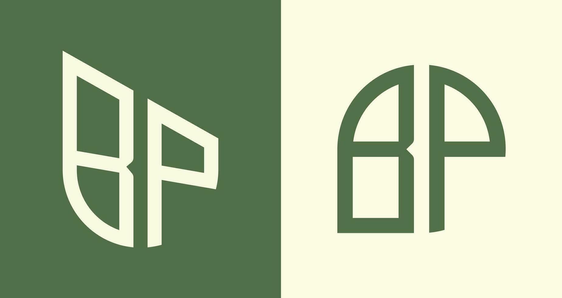 pacote de designs de logotipo bp de letras iniciais simples criativas. vetor
