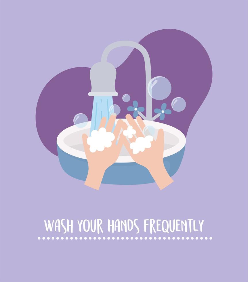 covid 19 proteção de prevenção de pandemia, proteção de lavar as mãos com freqüência vetor