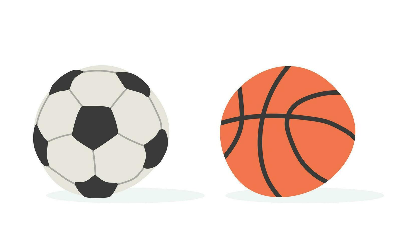 escola esporte bolas clipart. simples futebol bola e basquetebol bola plano vetor ilustração clipart desenho animado estilo grampo arte, mão desenhado doodle. alunos, escola suprimentos, costas para escola conceito